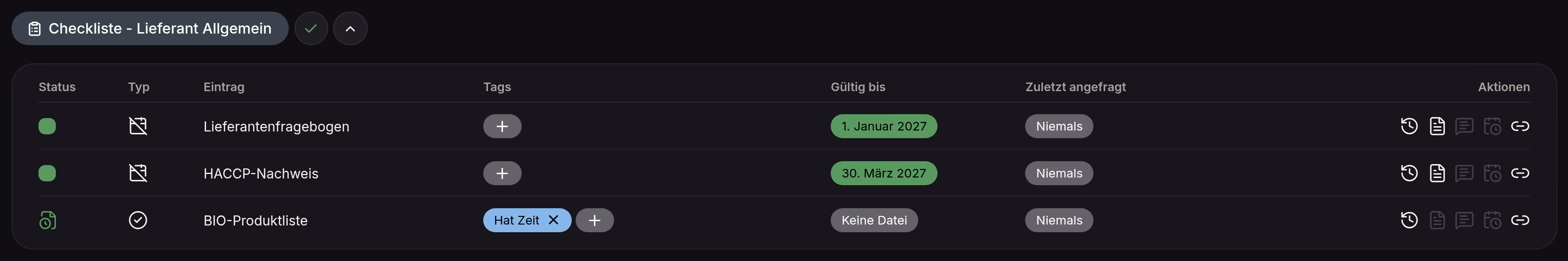 Beispiel einer Certiflow-Checkliste