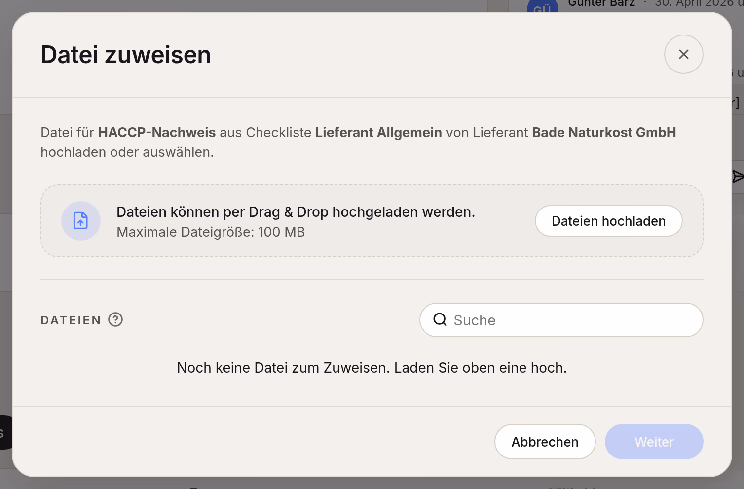 Dialog „Datei zuweisen“ in Certiflow
